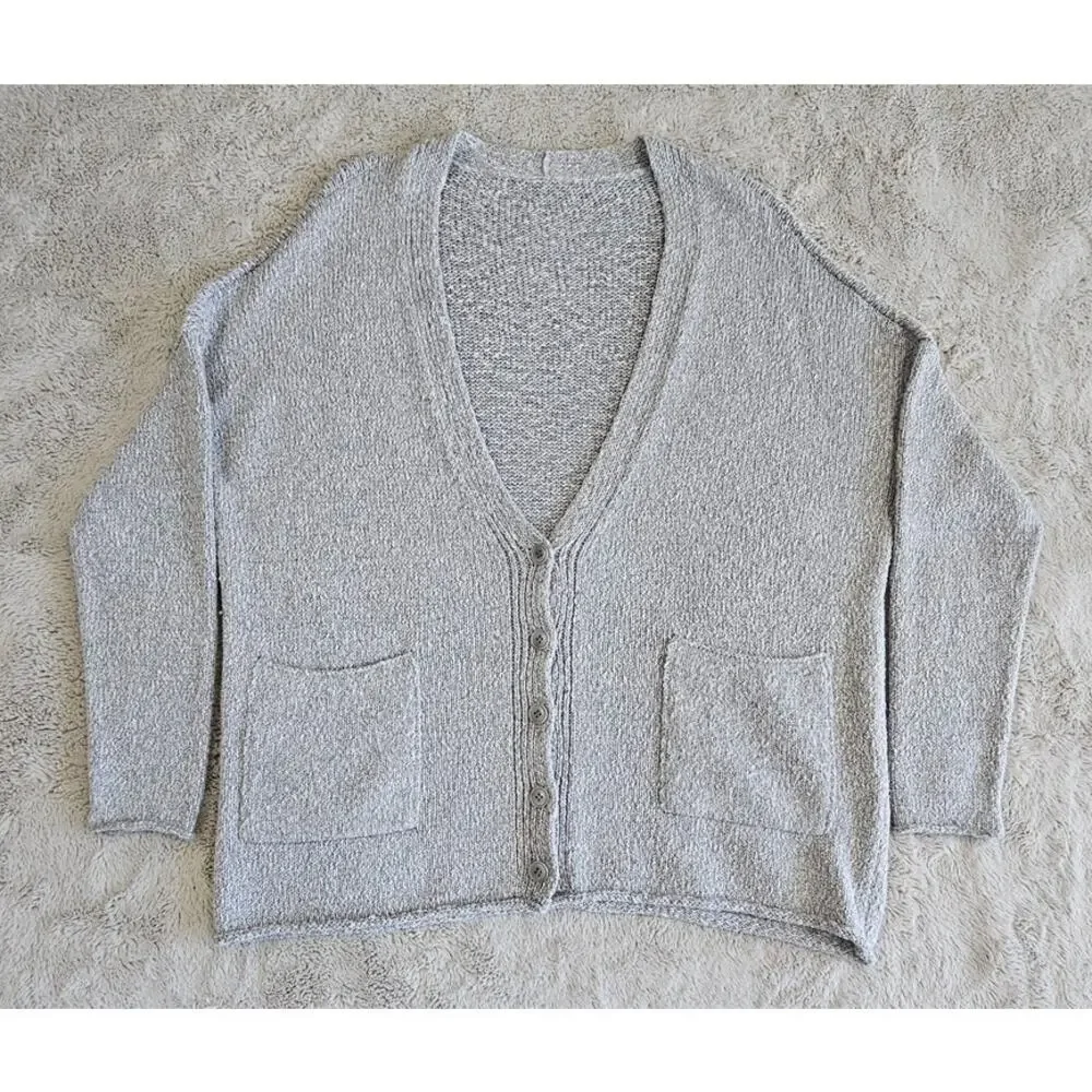 Eileen Fisher Cardigan Sweater 68% Alpaca, Button Front, Gray, NWT $368, Sz XL